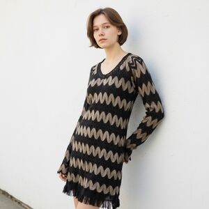 NWT A'reve Black and Cream Lace Dress